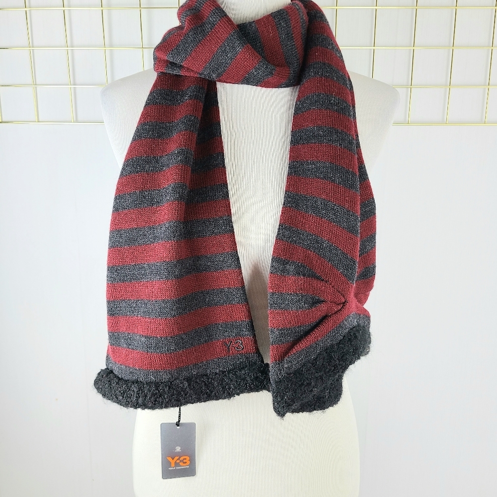 NWT Y-3 Yohji Yamamoto x Adidas Striped Alpaca Wool Blend Scarf